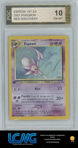 PGC 10 2001 Pokemon TCG Neo Discovery 1st Edition Espeon Holo Card CSS - Image 1