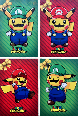 Pokemon X Super Mario - Mario & Luigi Pikachu Merry Christmas Card Database Data - Image 1