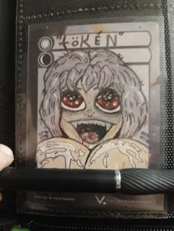 Mtg Hand Painted Altered Art Token Cute Anime Girl Artwork Signed Painting - Image 1