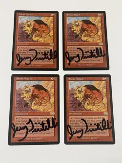 Magic the Gathering 4x Sneak Attack Urza's Saga 218/350 Signed By The Artist - Image 1