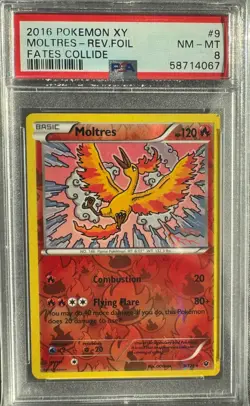 MOLTRES 9/124 XY FATES COLLIDE POKEMON REVERSE HOLO PSA 8 ENGLISH 2016 - Image 1