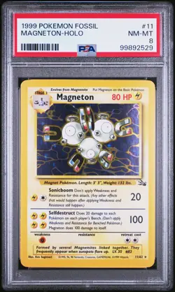 1999 POKEMON FOSSIL #11 MAGNETON-HOLO PSA 8 - Image 1