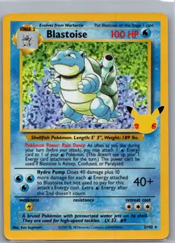 Blastoise 2/102 Celebrations: Classic Collection - Pokemon Card - NM - Image 1