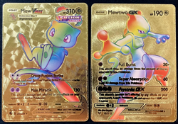 Mew Vmax & Mewtwo Gx Rare Rainbow Gold Foil Textured Display Card Both 2 Cards - Image 1