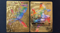Mew Vmax & Mewtwo Gx Rare Rainbow Gold Foil Textured Display Card Both 2 Cards - Image 2