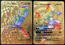 Mew Vmax & Mewtwo Gx Rare Rainbow Gold Foil Textured Display Card Both 2 Cards - Image 3