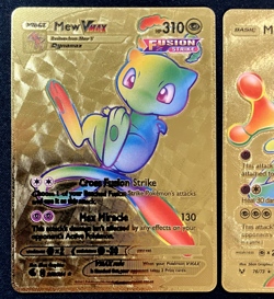 Mew Vmax & Mewtwo Gx Rare Rainbow Gold Foil Textured Display Card Both 2 Cards - Image 4