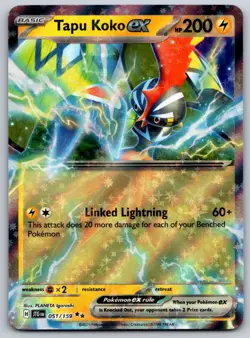 Tapu Koko ex 051/159 SV09: Journey Together NM Pokemon Card TCG - Image 1
