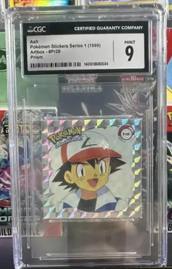 1999 Pokemon Artbox Stickers Series 1 Prism Ash #PR28 CGC 9 - Image 1