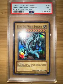 Yugioh Card Blue-Eyes White Dragon Super Rare PSA 9 Mint, Kaiba SKE-001 2004 (1) - Image 1