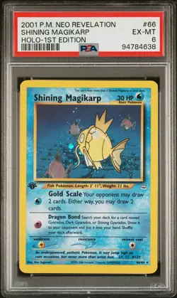PSA 6 Shining Magikarp 1st Edition HOLO 66/64 2001 Pokemon Neo Revelation - Image 1