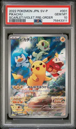 2022 POKEMON JPN SV PROMO SCARLET & VIOLET PRE-ORDER #001 PIKACHU PSA 10 - Image 1