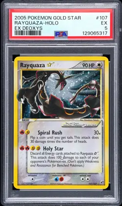 2005 POKEMON EX DEOXYS GOLD STAR #107 RAYQUAZA-HOLO PSA 5 - Image 1