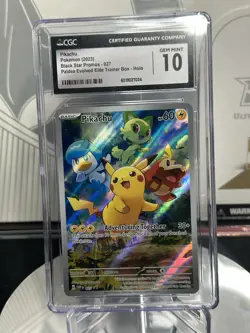 2023 Pokemon Paldea Evolved Pikachu ETB Black Star Promos 027 CGC 10 - Image 1