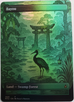 Bayou FOIL Original Dual Land Proxy Card with Custom Japanese Art Design - Image 3