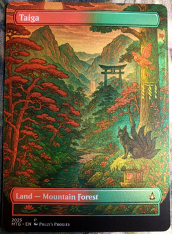 Taiga FOIL Original Dual Land Proxy Card with Custom Japanese Shrine Art Design - Image 1