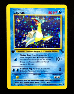 1999 Pokemon LAPRAS Fossil Set 1ST EDITION HOLO Foil Rare Card 10/62 WotC - Image 1