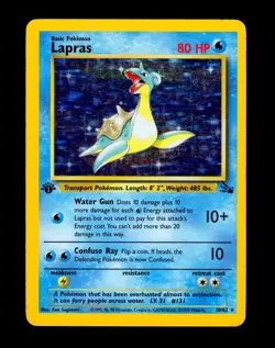 1999 Pokemon LAPRAS Fossil Set 1ST EDITION HOLO Foil Rare Card 10/62 WotC - Image 2