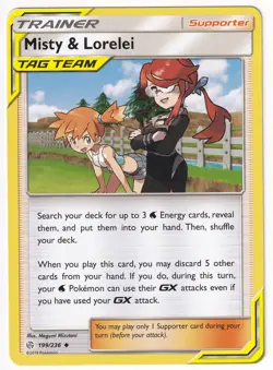 Misty & Lorelei 199/236 - Cosmic Eclipse - NM Non Holo Supporter - Pokemon TCG - Image 1