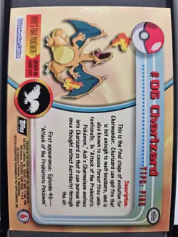 Pokemon Charizard #06 Foil Topps TV Animation Edition Black Logo 3rd Print - Image 2