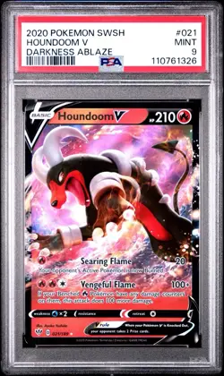 2020 POKEMON SWORD & SHIELD DARKNESS ABLAZE #021 HOUNDOOM V PSA 9 - Image 1