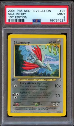 PSA 9 Pokemon Skarmory 1st Edition Neo Revelation 23/64 MINT - Image 1