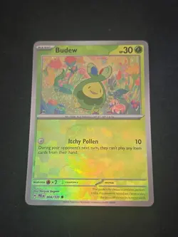 Budew (Master Ball Pattern) 004/131 Sv: Prismatic Evolutions Holo Pokemon TCG NM - Image 1