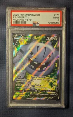 PSA 9 MINT Steelix V 176/185 SWSH Vivid Voltage Full Art Ultra Rare Holo Pokemon - Image 1