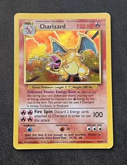 Pokemon TCG Charizard 4/102 Base Set Unlimited Holo Rare MP Vintage WOTC - Image 1