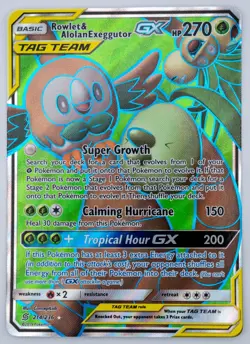 Rowlet & Alolan Exeggutor GX 214/236 Tag Team (NM) Unified Minds Pokemon TCG - Image 1