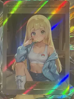 Pokemon Lillie Anime Waifu Custom DIY Trainer Art Sexy Pokemon card - Image 1