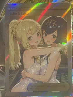 Pokemon Lillie & Lana Anime Waifu Custom DIY Trainer Art Sexy Pokemon card - Image 1
