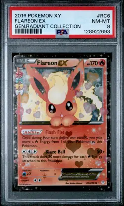Pokemon Flareon EX RC6-32 Generations: Radiant Collection Holo PSA 8 - Image 1