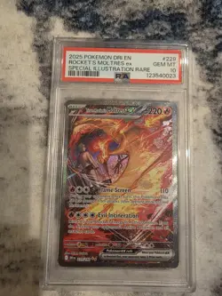2025 POKEMON DRI EN-DESTINED RIVALS #229 TEAM ROCKET'S MOLTRES EX PSA 10 - Image 1