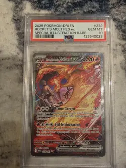2025 POKEMON DRI EN-DESTINED RIVALS #229 TEAM ROCKET'S MOLTRES EX PSA 10 - Image 2