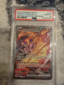 2025 POKEMON DRI EN-DESTINED RIVALS #229 TEAM ROCKET'S MOLTRES EX PSA 10 - Image 3
