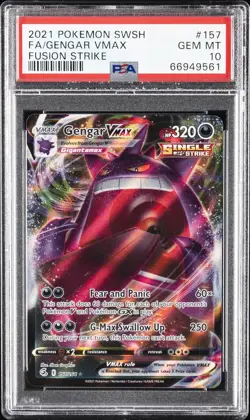 2021 POKEMON SWORD & SHIELD FUSION STRIKE #157 FULL ART/GENGAR VMAX PSA 10 - Image 1