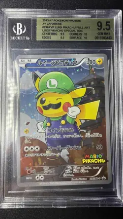 Pokemon Luigi Pikachu Special Bx. Japanese Full Art Promo 296/XY-P BGS 9.5 Gem - Image 1