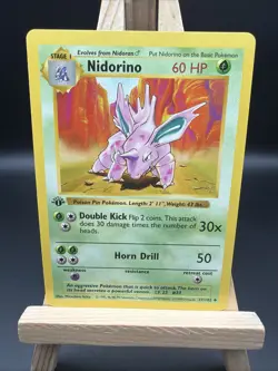 Nidorino 1st Edition Shadowless 37/102 Pokemon Base Set Wizards TCG Uncommon - Image 1