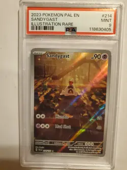 2023 Pokemon PAL EN Sandygast # 214 Illustration Rare PSA 9 Mint - Image 1