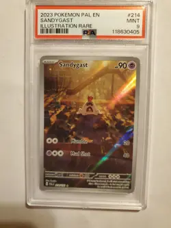 2023 Pokemon PAL EN Sandygast # 214 Illustration Rare PSA 9 Mint - Image 2