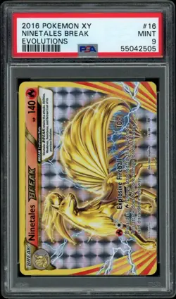 PSA 9 MINT 2016 Pokemon #16 Ninetales Break Card Pokemon XY Evolutions - Image 1