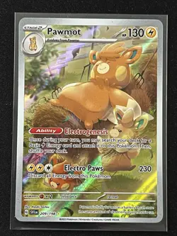 Pokemon TCG Scarlet & Violet Pawmot Illustration Rare Holo Card 209/198 - Image 1