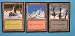 MTG Ice Age Lot of 9 Snow-Covered Lands Island, Forest, Mountain + LP/EX 1995! - Image 2
