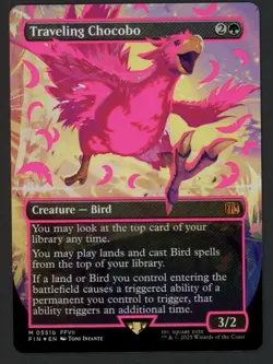 MTG: Traveling Chocobo (Borderless) (Neon Pink) Final Fantasy Foil NM M0551b - Image 1