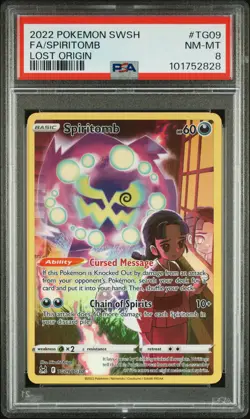 2022 POKEMON SWORD & SHIELD LOST ORIGIN #TG09 FULL ART/SPIRITOMB PSA 8 - Image 1