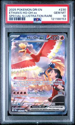 2025 POKEMON DRI EN-DESTINED RIVALS #230 ETHAN'S HO-OH EX PSA 10 - Image 1