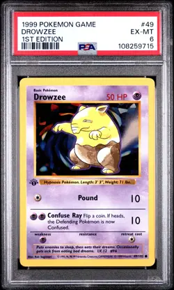 1999 POKEMON BASE SET 1ST EDITION #49 DROWZEE PSA 6 - Image 1
