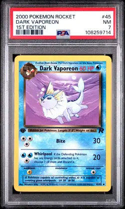 2000 POKEMON ROCKET 1ST EDITION #45 DARK VAPOREON PSA 7 - Image 1