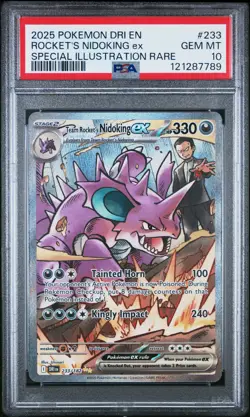 2025 POKEMON DRI EN-DESTINED RIVALS #233 TEAM ROCKET'S NIDOKING EX PSA 10 - Image 1